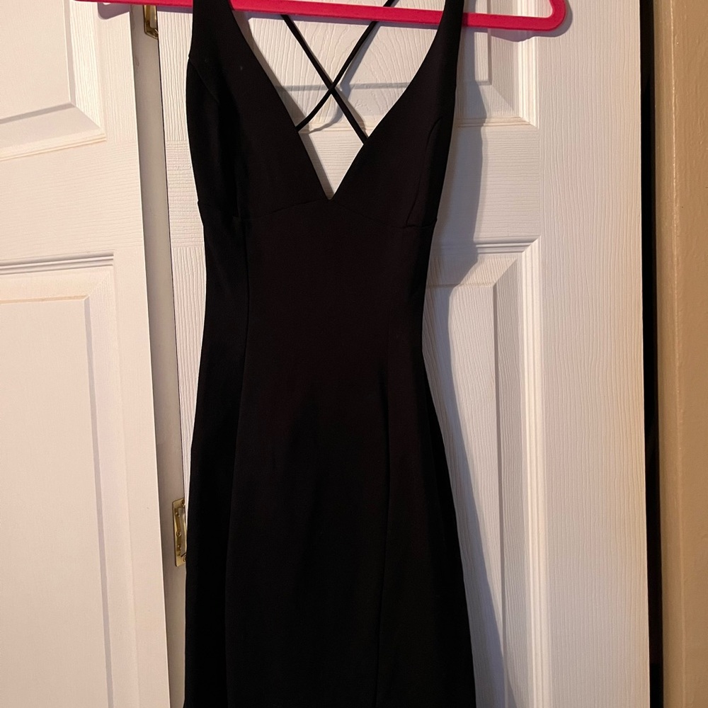 Black Midi Backless Cocktail Dress
